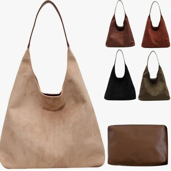 Suede Tote Bag + Cosmetics Pouch - Picture 1 of 10